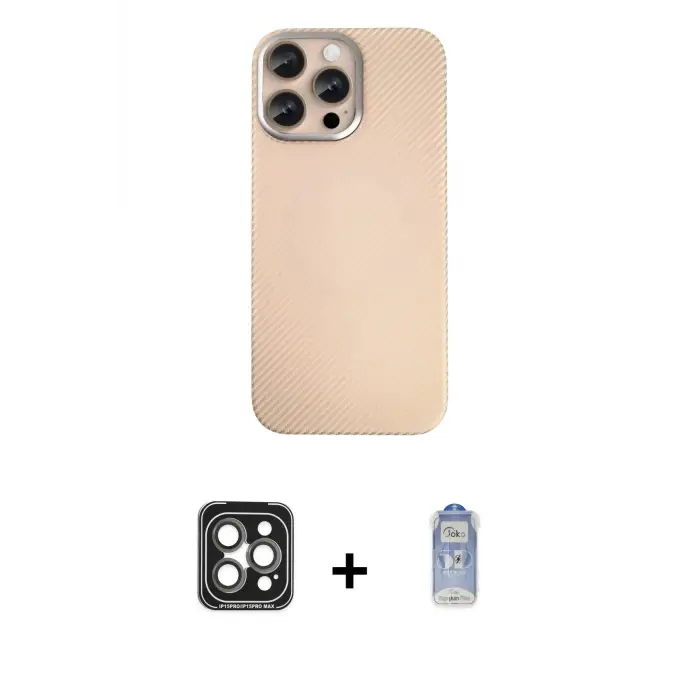 ieg™ iPhone 15 Pro Max Kılıf Eksen Prime - Siyah Joko Magic 5D Cam + PVD Metal Kamera Lens - GI