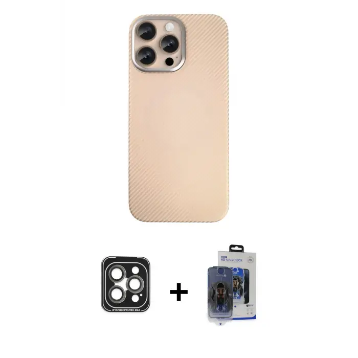 ieg™ iPhone 15 Pro Max Kılıf Eksen Prime - Siyah Vanessa Magic Cam + PVD Metal Kamera Lens - GI