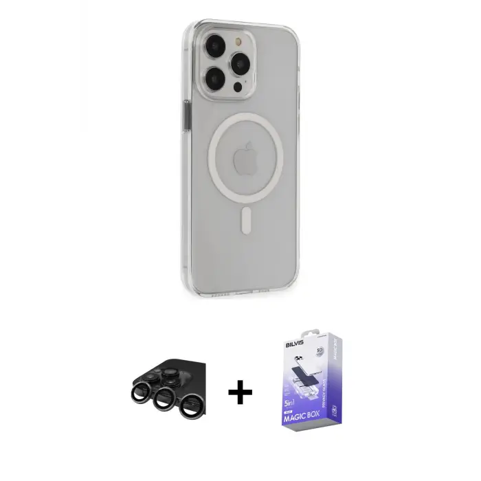 ieg™ iPhone 15 Pro Max Kılıf Kıvılcım Asil Özel Seri - Siyah Bilvis 5in1 5D Magic Hayalet Cam Ekran Koruyucu + Raze Metal Kamera Lens - TMGI