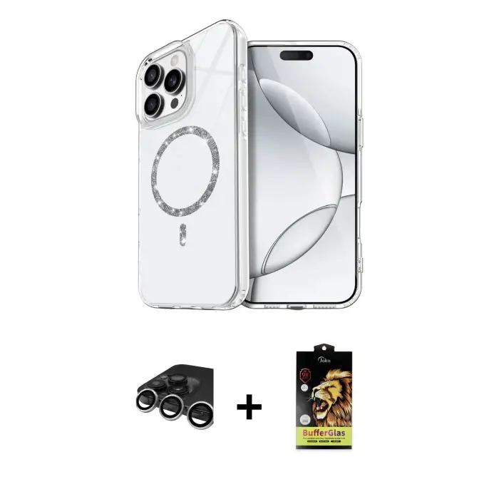 ieg™ iPhone 15 Pro Max Kılıf Kıvılcım Form Prime - Siyah Buffer Cam Ekran Koruyucu + Raze Metal Kamera Lens - GS