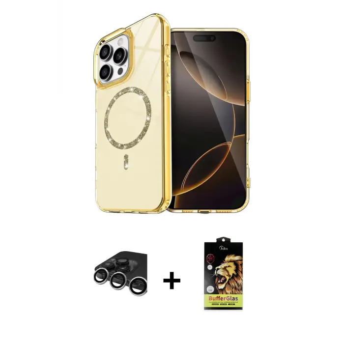 ieg™ iPhone 15 Pro Max Kılıf Kıvılcım Form Prime - Siyah Buffer Cam Ekran Koruyucu + Raze Metal Kamera Lens - GS