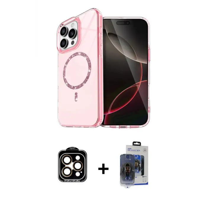 ieg™ iPhone 15 Pro Max Kılıf Kıvılcım Form Prime - Siyah Vanessa Magic Cam + PVD Metal Kamera Lens - TU