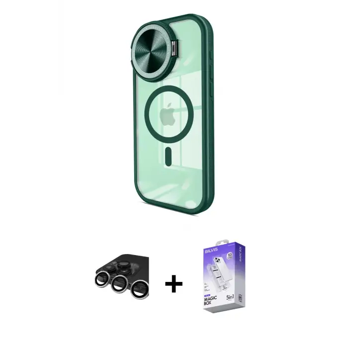 ieg™ iPhone 15 Pro Max Kılıf Kıvılcım Modern Koleksiyonu - Siyah Bilvis 5in1 3D Magic Cam Ekran Koruyucu + Raze Metal Kamera Lens - GS