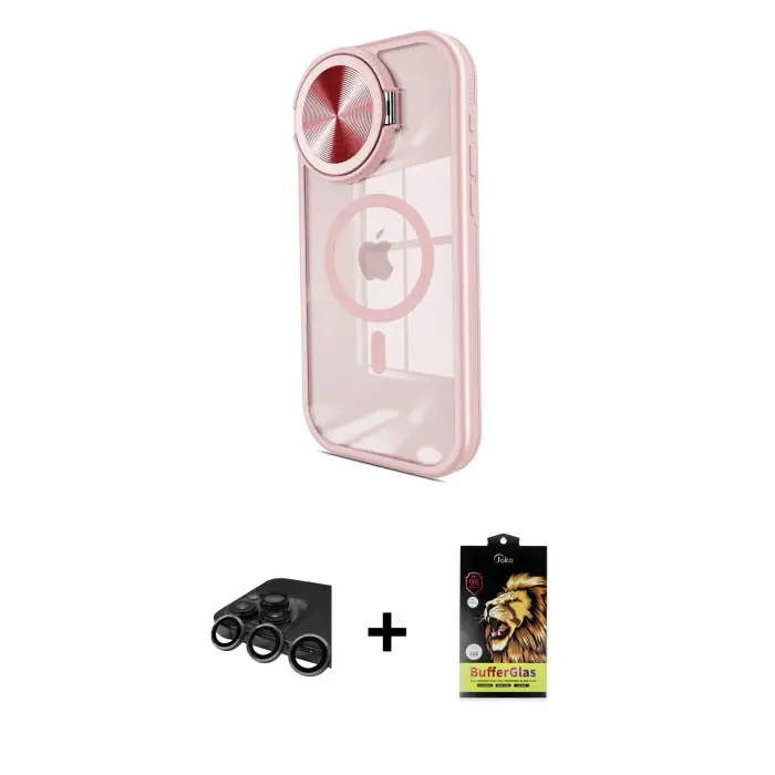 ieg™ iPhone 15 Pro Max Kılıf Kıvılcım Modern Koleksiyonu - Siyah Buffer Cam Ekran Koruyucu + Raze Metal Kamera Lens - TMGI