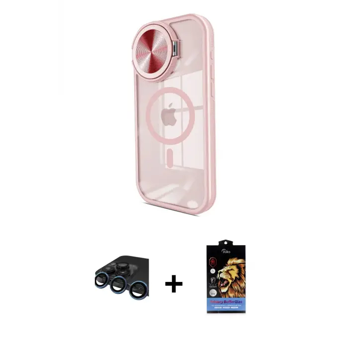 ieg™ iPhone 15 Pro Max Kılıf Kıvılcım Modern Koleksiyonu - Siyah Buffer Hayalet Cam Ekran Koruyucu + Raze Metal Kamera Lens - LT