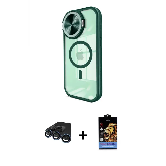 ieg™ iPhone 15 Pro Max Kılıf Kıvılcım Modern Koleksiyonu - Siyah Buffer Hayalet Cam Ekran Koruyucu + Raze Metal Kamera Lens - LT