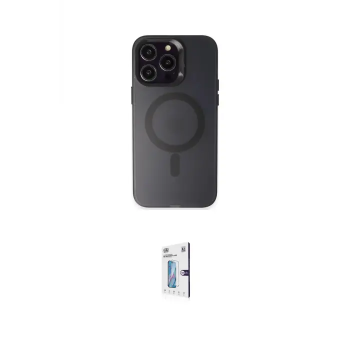 ieg™ iPhone 15 Pro Max Kılıf Kozmos Çizgi Prime - Siyah Bilvis 0.18mm Plus Cam Ekran Koruyucu