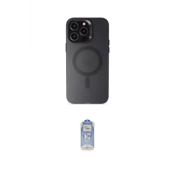 ieg™ iPhone 15 Pro Max Kılıf Kozmos Çizgi Prime - Siyah Joko Magic 5D Cam