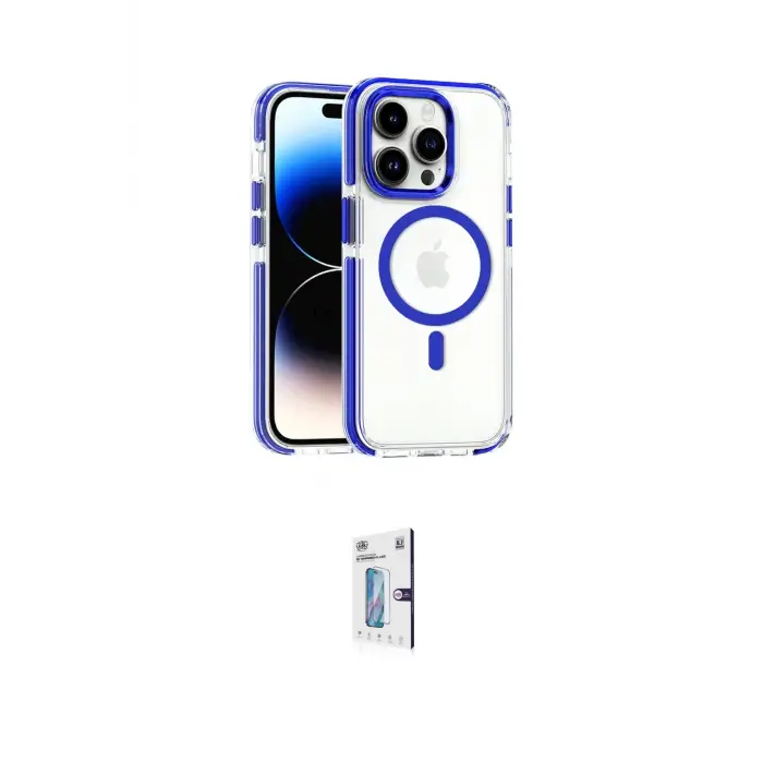 ieg™ iPhone 15 Pro Max Kılıf Kozmos Doku Koleksiyonu - Siyah Bilvis 0.18mm Plus Cam Ekran Koruyucu