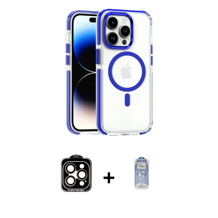 ieg™ iPhone 15 Pro Max Kılıf Kozmos Doku Koleksiyonu - Siyah Joko Magic 5D Cam + PVD Metal Kamera Lens - TU