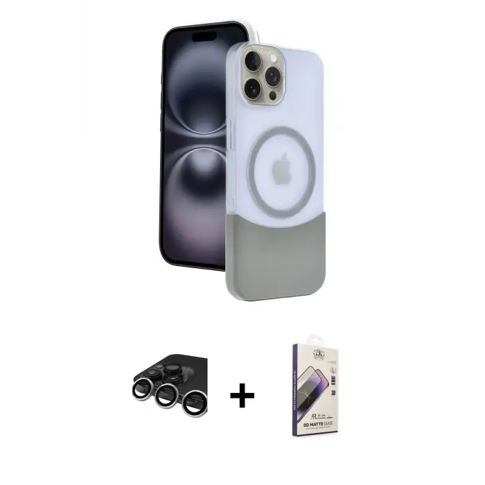 ieg™ iPhone 15 Pro Max Kılıf Kozmos Form Özel Seri - Siyah Bilvis 3D Mat Cam Ekran Koruyucu + Raze Metal Kamera Lens - GS