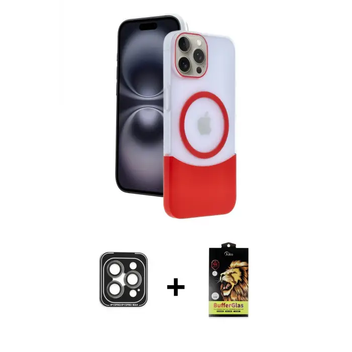 ieg™ iPhone 15 Pro Max Kılıf Kozmos Form Özel Seri - Siyah Buffer Cam Ekran Koruyucu + PVD Metal Kamera Lens - GI