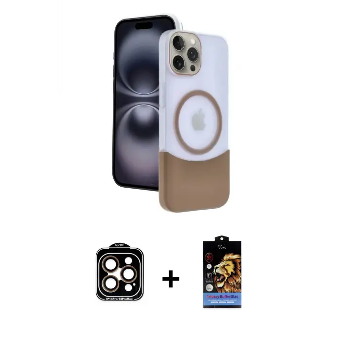 ieg™ iPhone 15 Pro Max Kılıf Kozmos Form Özel Seri - Siyah Buffer Hayalet Cam Ekran Koruyucu + PVD Metal Kamera Lens - TU