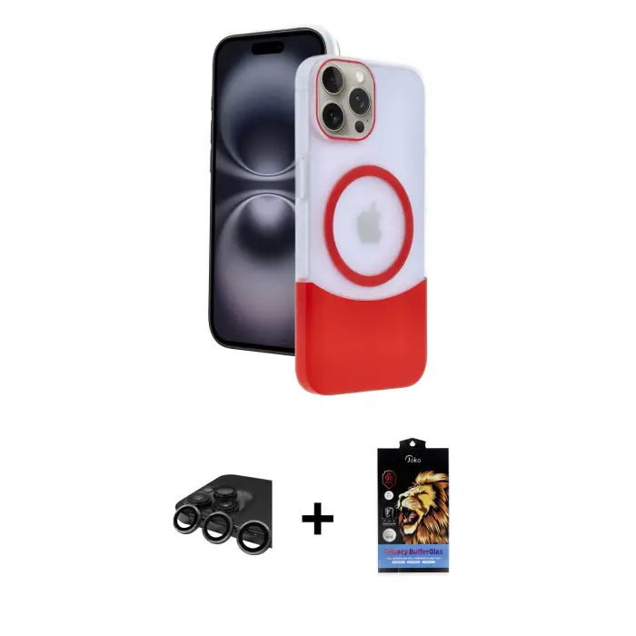 ieg™ iPhone 15 Pro Max Kılıf Kozmos Form Özel Seri - Siyah Buffer Hayalet Cam Ekran Koruyucu + Raze Metal Kamera Lens - TMGI
