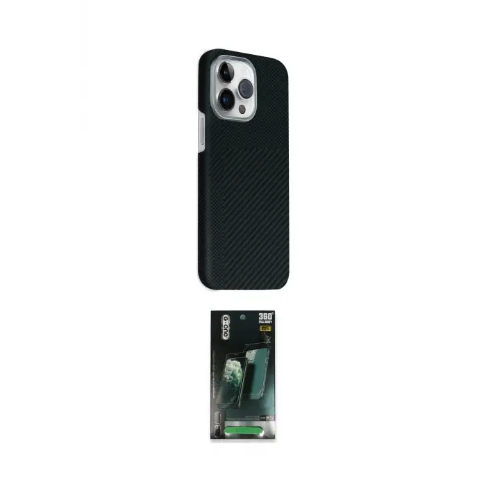 ieg™ iPhone 15 Pro Max Kılıf Kozmos Klasik Prime - Şeffaf 360 Full Body Arka Koruyucu