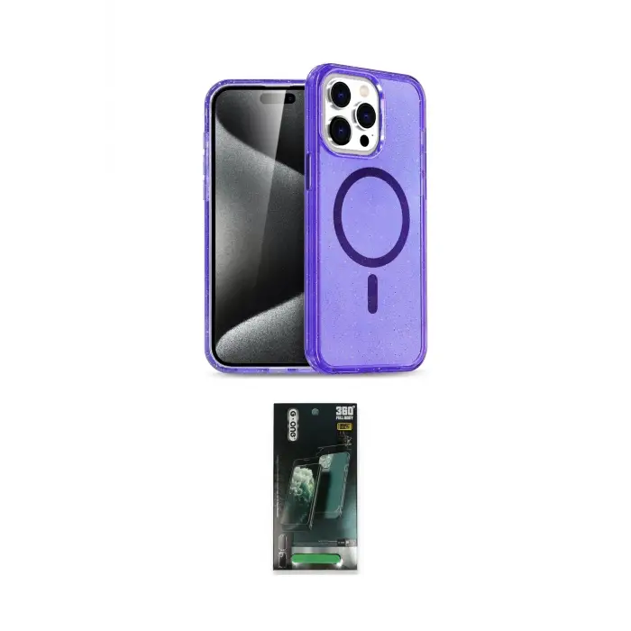 ieg™ iPhone 15 Pro Max Kılıf Nova Asil Prime - Şeffaf 360 Full Body Arka Koruyucu