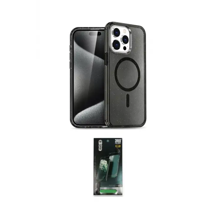 ieg™ iPhone 15 Pro Max Kılıf Nova Asil Prime - Şeffaf 360 Full Body Arka Koruyucu