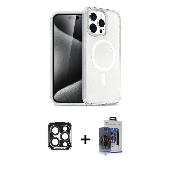 ieg™ iPhone 15 Pro Max Kılıf Nova Asil Prime - Siyah Vanessa Magic Cam + PVD Metal Kamera Lens - LT