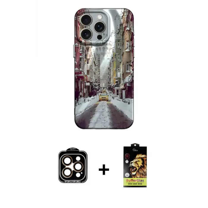 ieg™ iPhone 15 Pro Max Kılıf Nova Doku Prime - Siyah Buffer Cam Ekran Koruyucu + PVD Metal Kamera Lens - TU