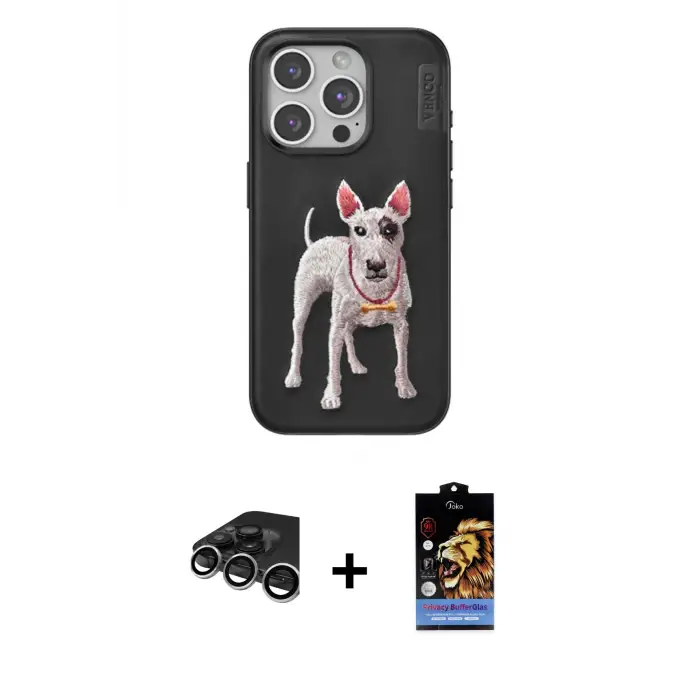 ieg™ iPhone 15 Pro Max Kılıf Nova Form Koleksiyonu - Siyah Buffer Hayalet Cam Ekran Koruyucu + Raze Metal Kamera Lens - GS