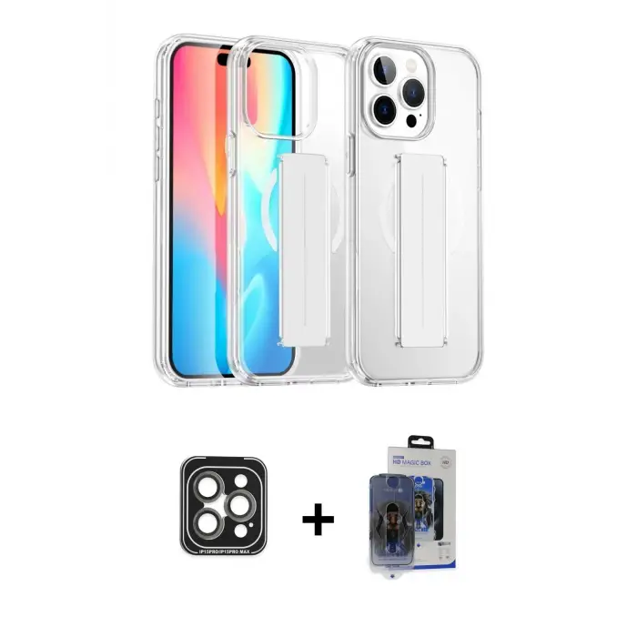 ieg™ iPhone 15 Pro Max Kılıf Nova Işık Koleksiyonu - Siyah Vanessa Magic Cam + PVD Metal Kamera Lens - GI
