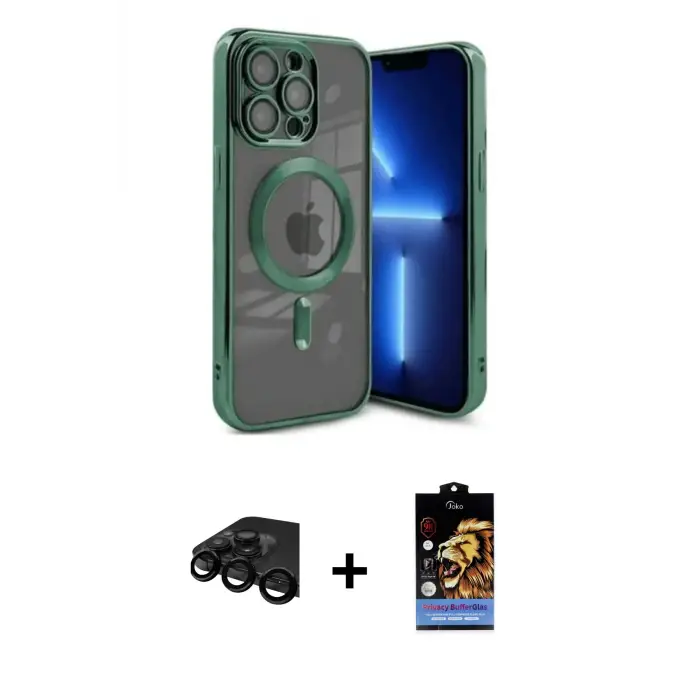 ieg™ iPhone 15 Pro Max Kılıf Nova Işık Özel Seri - Siyah Buffer Hayalet Cam Ekran Koruyucu + Raze Metal Kamera Lens - SH