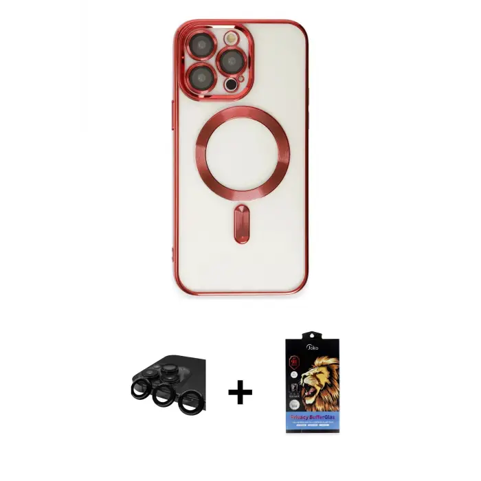 ieg™ iPhone 15 Pro Max Kılıf Nova Işık Özel Seri - Siyah Buffer Hayalet Cam Ekran Koruyucu + Raze Metal Kamera Lens - SH