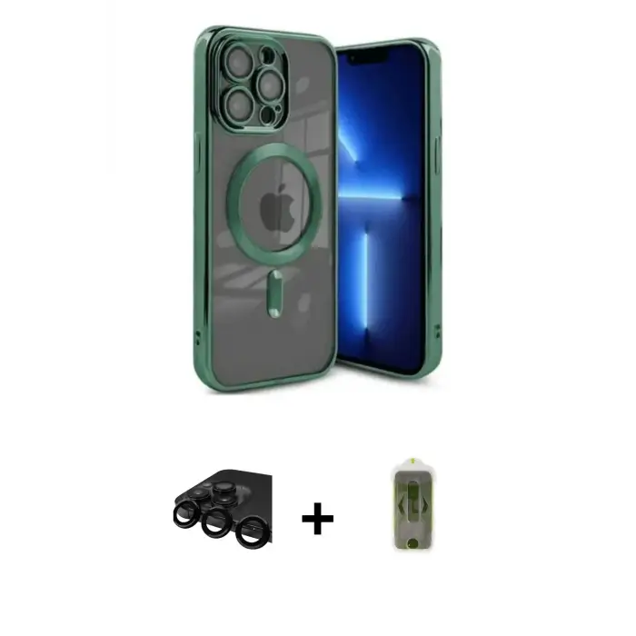 ieg™ iPhone 15 Pro Max Kılıf Nova Işık Özel Seri - Siyah Joko Magic 5D Hayalet Cam + Raze Metal Kamera Lens - SH