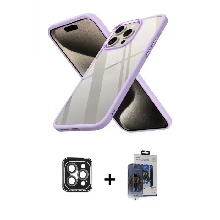 ieg™ iPhone 15 Pro Max Kılıf Nova Işık Serisi - Siyah Vanessa Magic Cam + PVD Metal Kamera Lens - GI