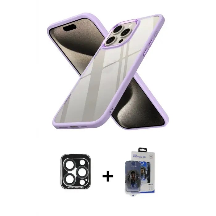 ieg™ iPhone 15 Pro Max Kılıf Nova Işık Serisi - Siyah Vanessa Magic Cam + PVD Metal Kamera Lens - LT