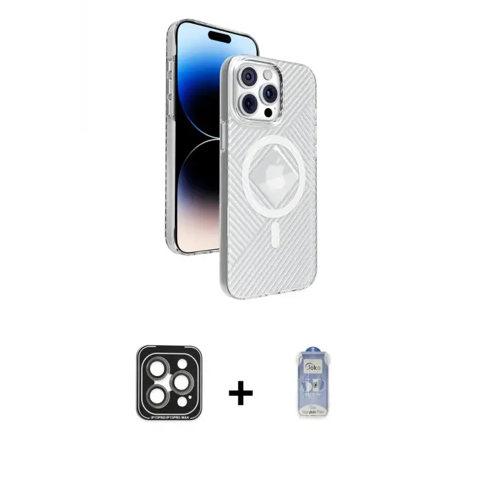 ieg™ iPhone 15 Pro Max Kılıf Nova Modern Prime - Siyah Joko Magic 5D Cam + PVD Metal Kamera Lens - GI