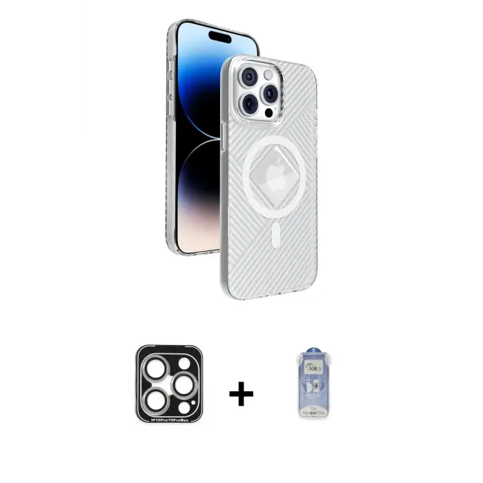 ieg™ iPhone 15 Pro Max Kılıf Nova Modern Prime - Siyah Joko Magic 5D Cam + PVD Metal Kamera Lens - GS