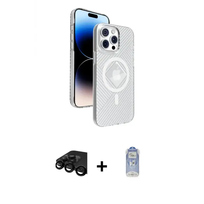 ieg™ iPhone 15 Pro Max Kılıf Nova Modern Prime - Siyah Joko Magic 5D Cam + Raze Metal Kamera Lens - SH