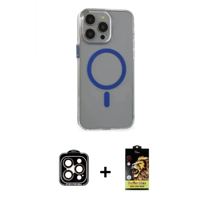 ieg™ iPhone 15 Pro Max Kılıf Odak Form Özel Seri - Siyah Buffer Cam Ekran Koruyucu + PVD Metal Kamera Lens - TU