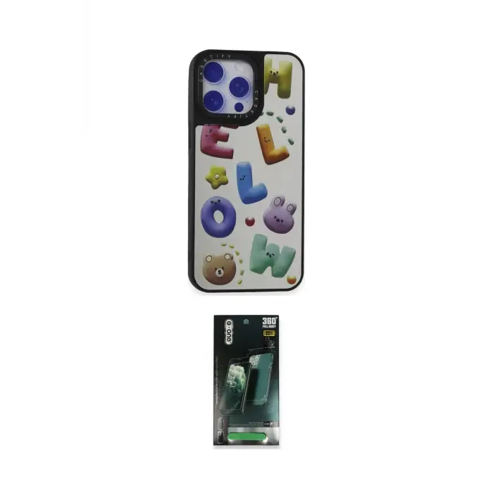 ieg™ iPhone 15 Pro Max Kılıf Odak Klasik Serisi - Şeffaf 360 Full Body Arka Koruyucu