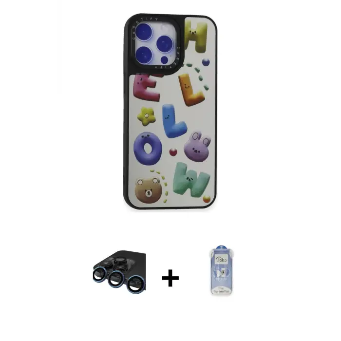ieg™ iPhone 15 Pro Max Kılıf Odak Klasik Serisi - Siyah Joko Magic 5D Cam + Raze Metal Kamera Lens - LT