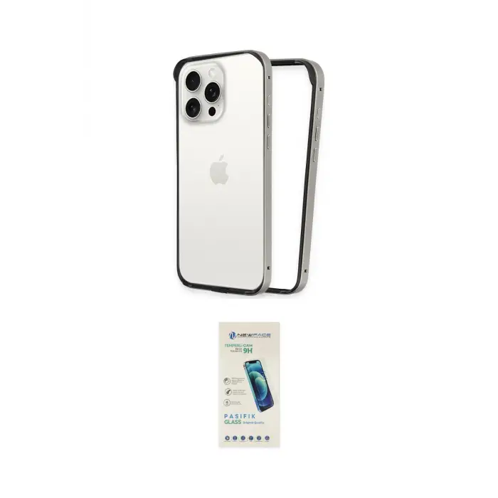 ieg™ iPhone 15 Pro Max Kılıf Pusula Asil Koleksiyonu - Şeffaf Pasifik Cam Ekran Koruyucu