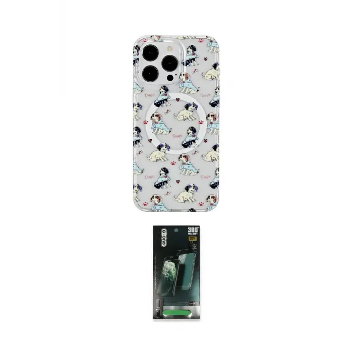ieg™ iPhone 15 Pro Max Kılıf Pusula Form - Siyah 360 Mat Full Body Arka Koruyucu