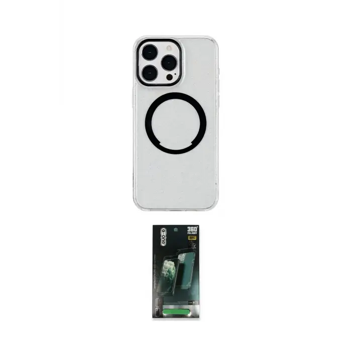 ieg™ iPhone 15 Pro Max Kılıf Pusula Form - Siyah 360 Mat Full Body Arka Koruyucu