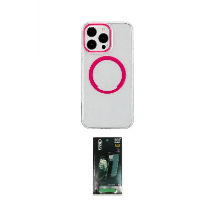 ieg™ iPhone 15 Pro Max Kılıf Pusula Form - Siyah 360 Mat Full Body Arka Koruyucu