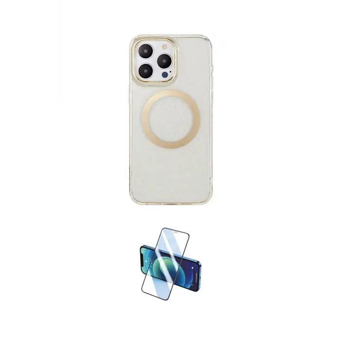 ieg™ iPhone 15 Pro Max Kılıf Pusula Form - Siyah 3D Antistatik Seramik Nano Ekran Koruyucu