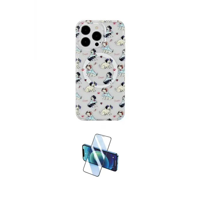 ieg™ iPhone 15 Pro Max Kılıf Pusula Form - Siyah 3D Antistatik Seramik Nano Ekran Koruyucu