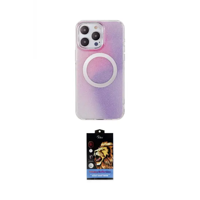ieg™ iPhone 15 Pro Max Kılıf Pusula Form - Siyah Buffer Hayalet Cam Ekran Koruyucu