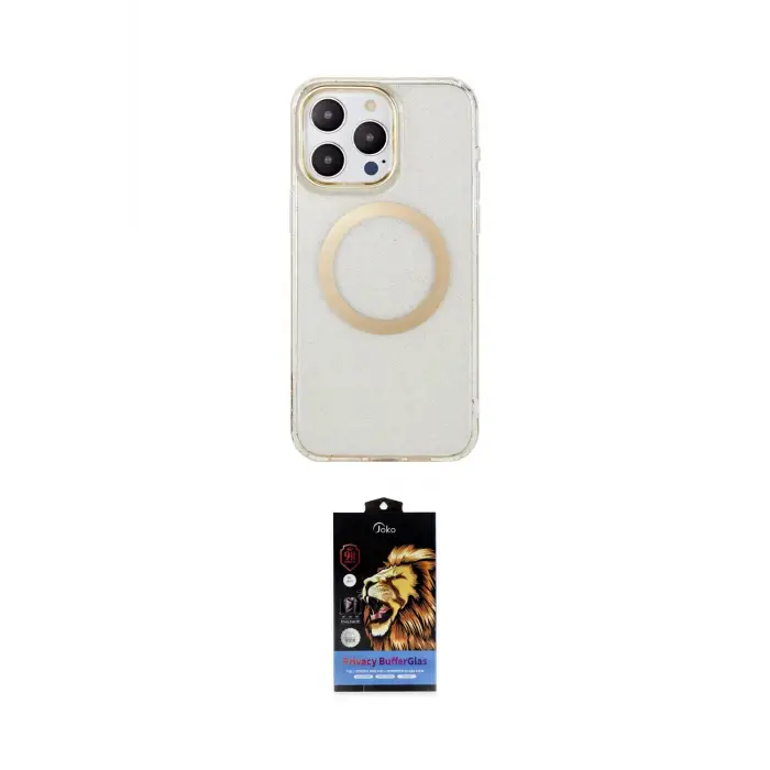 ieg™ iPhone 15 Pro Max Kılıf Pusula Form - Siyah Buffer Hayalet Cam Ekran Koruyucu