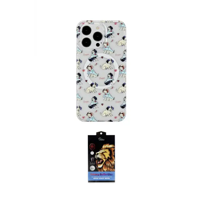 ieg™ iPhone 15 Pro Max Kılıf Pusula Form - Siyah Buffer Hayalet Cam Ekran Koruyucu