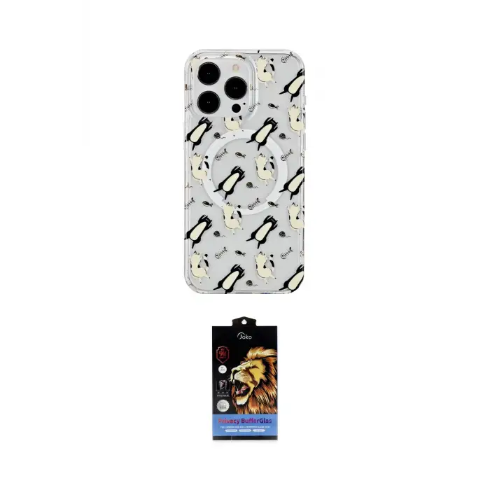 ieg™ iPhone 15 Pro Max Kılıf Pusula Form - Siyah Buffer Hayalet Cam Ekran Koruyucu