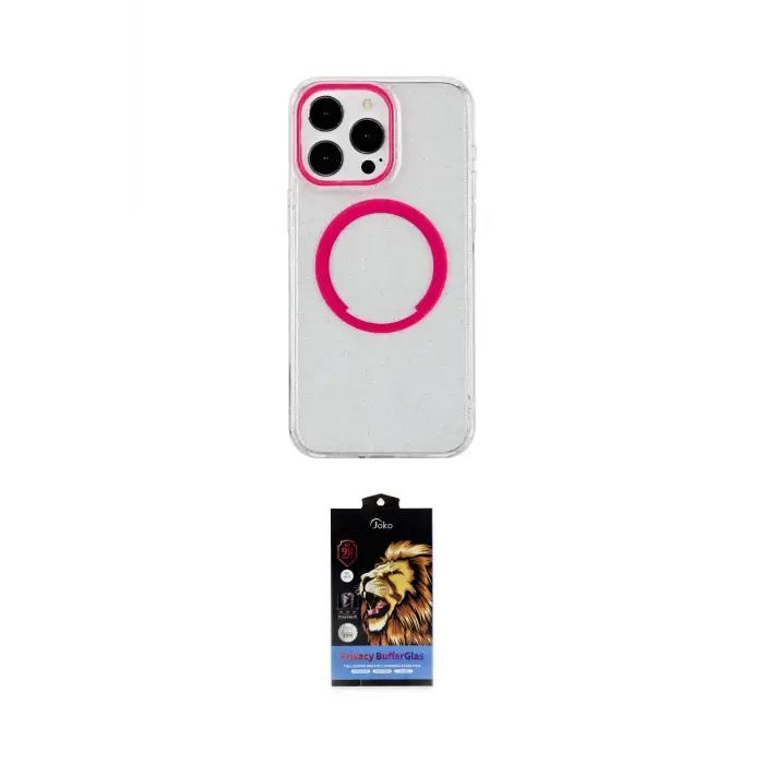 ieg™ iPhone 15 Pro Max Kılıf Pusula Form - Siyah Buffer Hayalet Cam Ekran Koruyucu