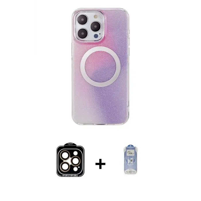 ieg™ iPhone 15 Pro Max Kılıf Pusula Form - Siyah Joko Magic 5D Cam + PVD Metal Kamera Lens - TU