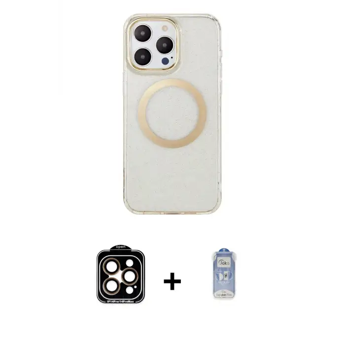 ieg™ iPhone 15 Pro Max Kılıf Pusula Form - Siyah Joko Magic 5D Cam + PVD Metal Kamera Lens - TU