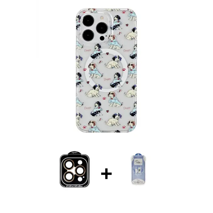 ieg™ iPhone 15 Pro Max Kılıf Pusula Form - Siyah Joko Magic 5D Cam + PVD Metal Kamera Lens - TU